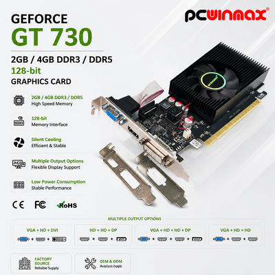 PCWINMAX Geforce GT 730 2GB 4GB DDR3 DDR5 64 Bit Grafikkarte HD+HD+DP Ports Low Profile Videokarte für PC