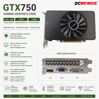 PCWINMAX Geforce GTX 750 4GB Grafikkarte DDR5 128Bit DP HD DVI Ausgang PCIe x16 Grafikkarte