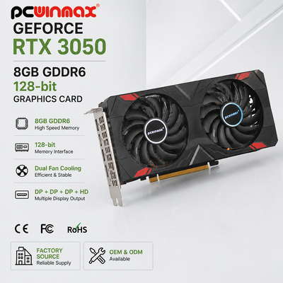 Doppelfan-Grafikkarte PCWINMAX-Spiel GeForce RTX 3050 8GB GDDR6 128-Bit HD/DP PCIe 4 für PC Spiel
