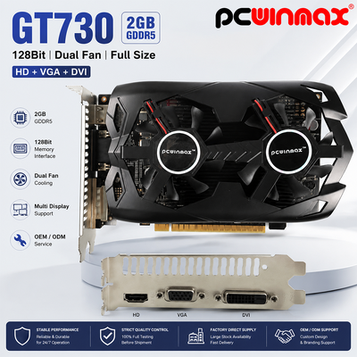 PCWINMAX Geforce GT 730 2GB DDR5 128 Bit Vollgröße GK108 VGA+HD+DVI Schnittstelle Dual Fan Gaming Grafikkarten