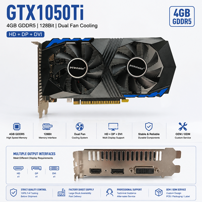 PCWINMAX Großhandel GTX 1050 Ti 4GB 128Bit Grafikkarte GDDR5 Low Power GPU mit HD DP DVI Ausgang für Desktop