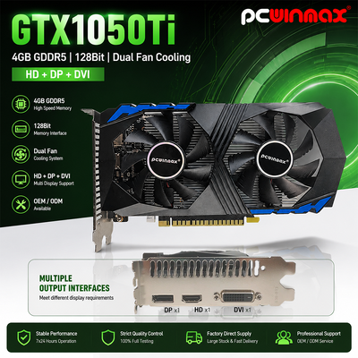 PCWINMAX Geforce GTX 1050 Ti 4GB GDDR5 128Bit Gaming Grafikkarte mit HD-Ausgang OEM/ODM auf Lager für Desktop-Computer